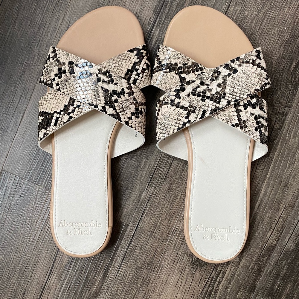 WORN ONCE Snake Skin Flip Flops